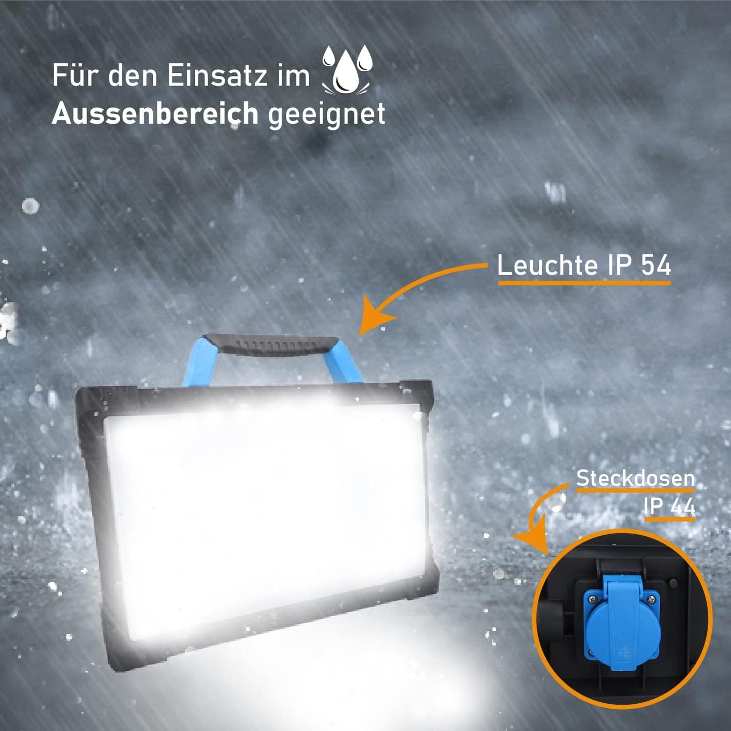 LED-Arbeitsleuchte mit Steckdose, 80 Watt