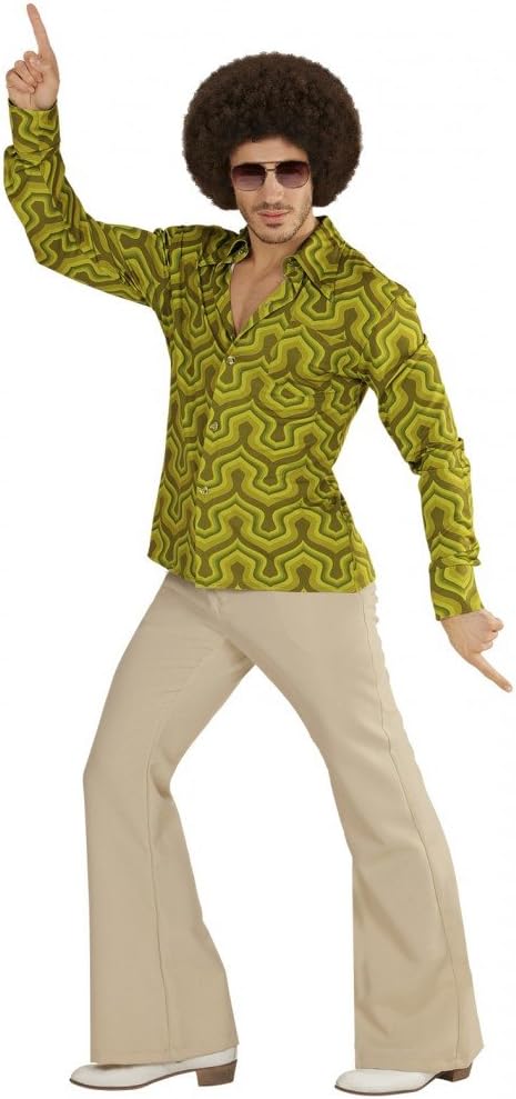70er Retro Disco-Hemd, L-XL Grün