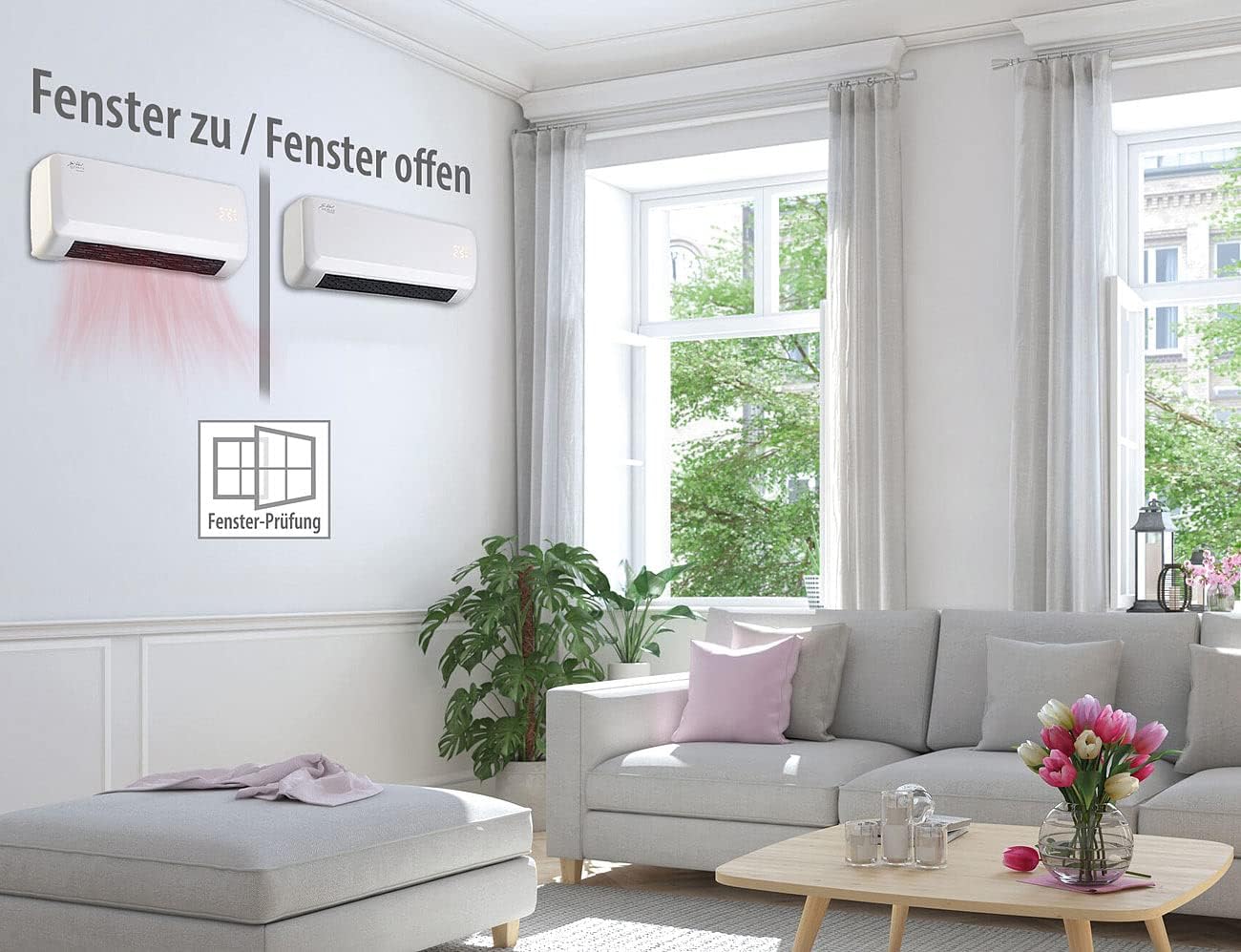 Kompakter Wandheizlüfter mit Thermostat