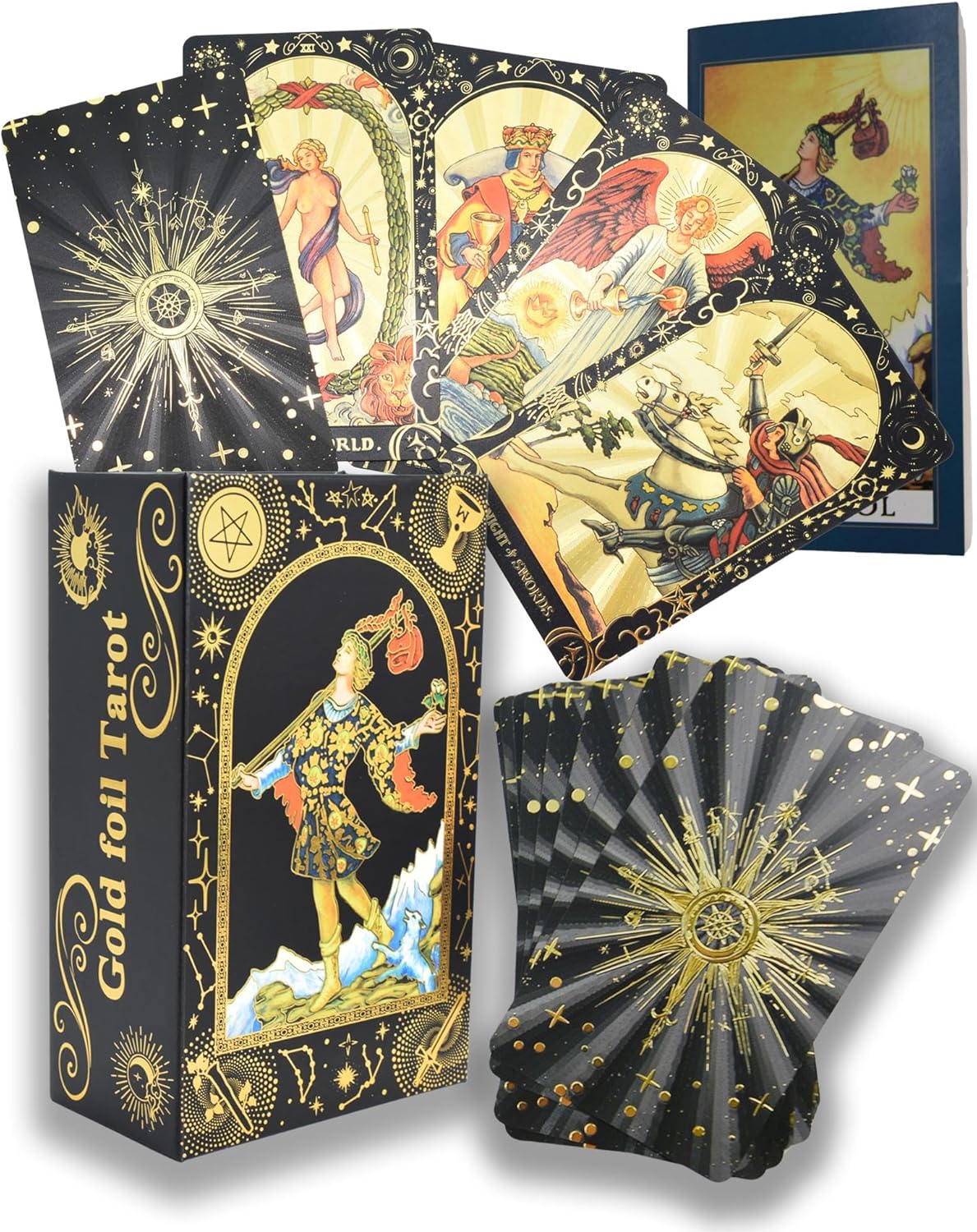 Englische Waite-Tarotkarten, Schwarz und Gold zu kombinieren