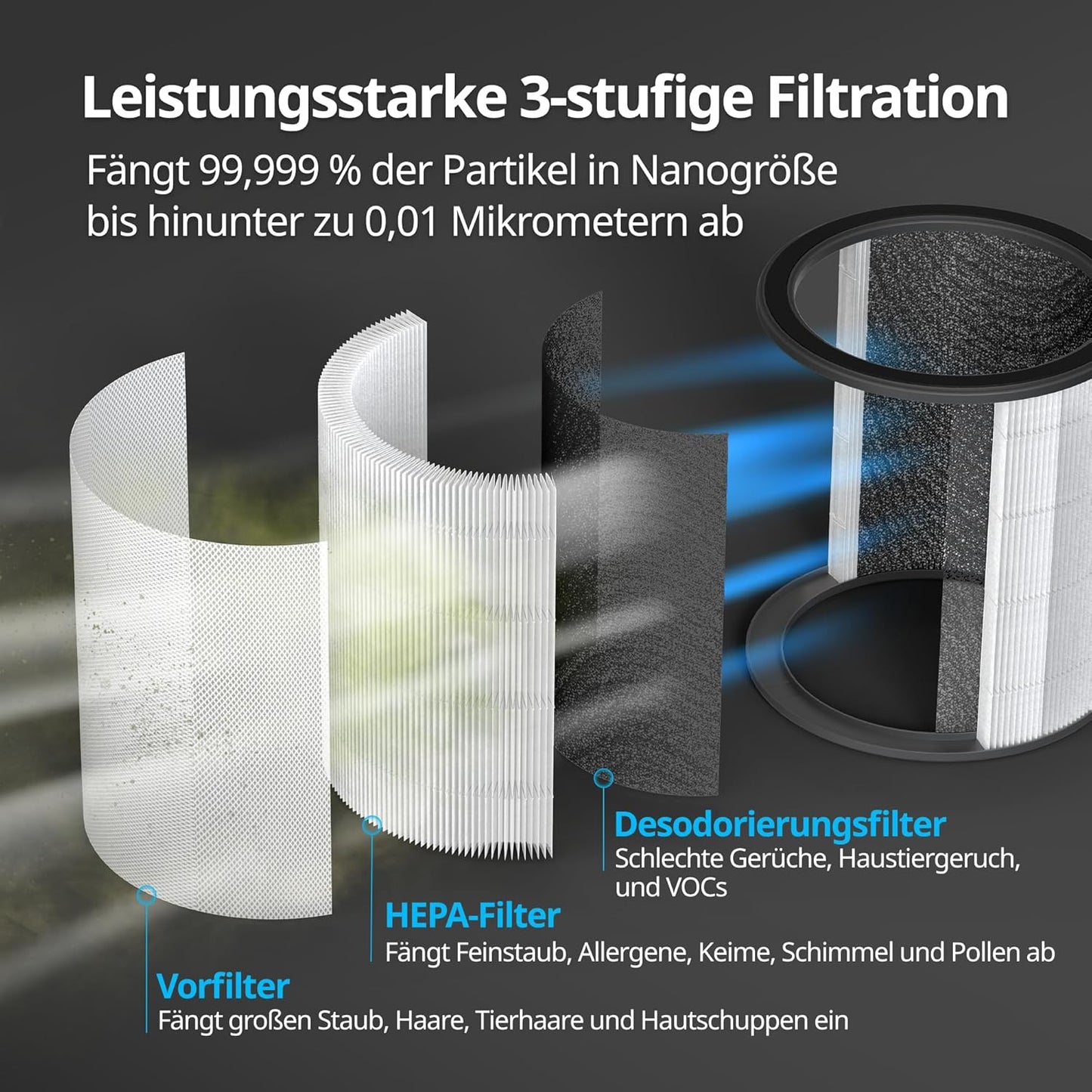 3-in-1 HEPA Kohlefilter für Airmega, Filter