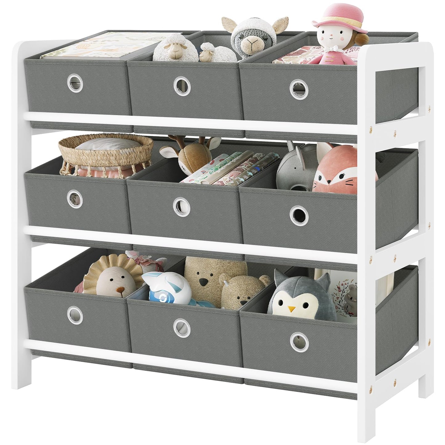 Kinderregal mit 9 Aufbewahrungsboxen