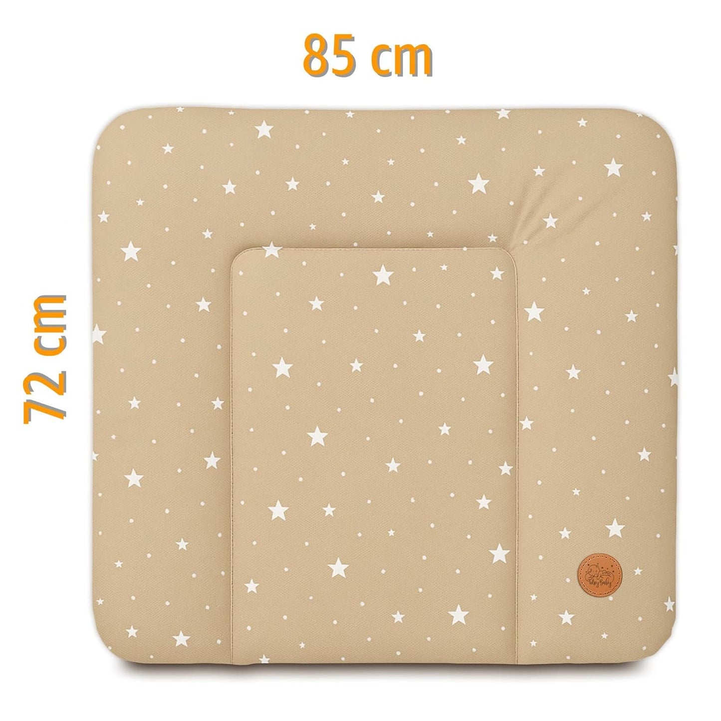 Wickelunterlage Wasserdicht (85x72 cm), Beige mit Weiss Sternen 1: 85 x 72 cm