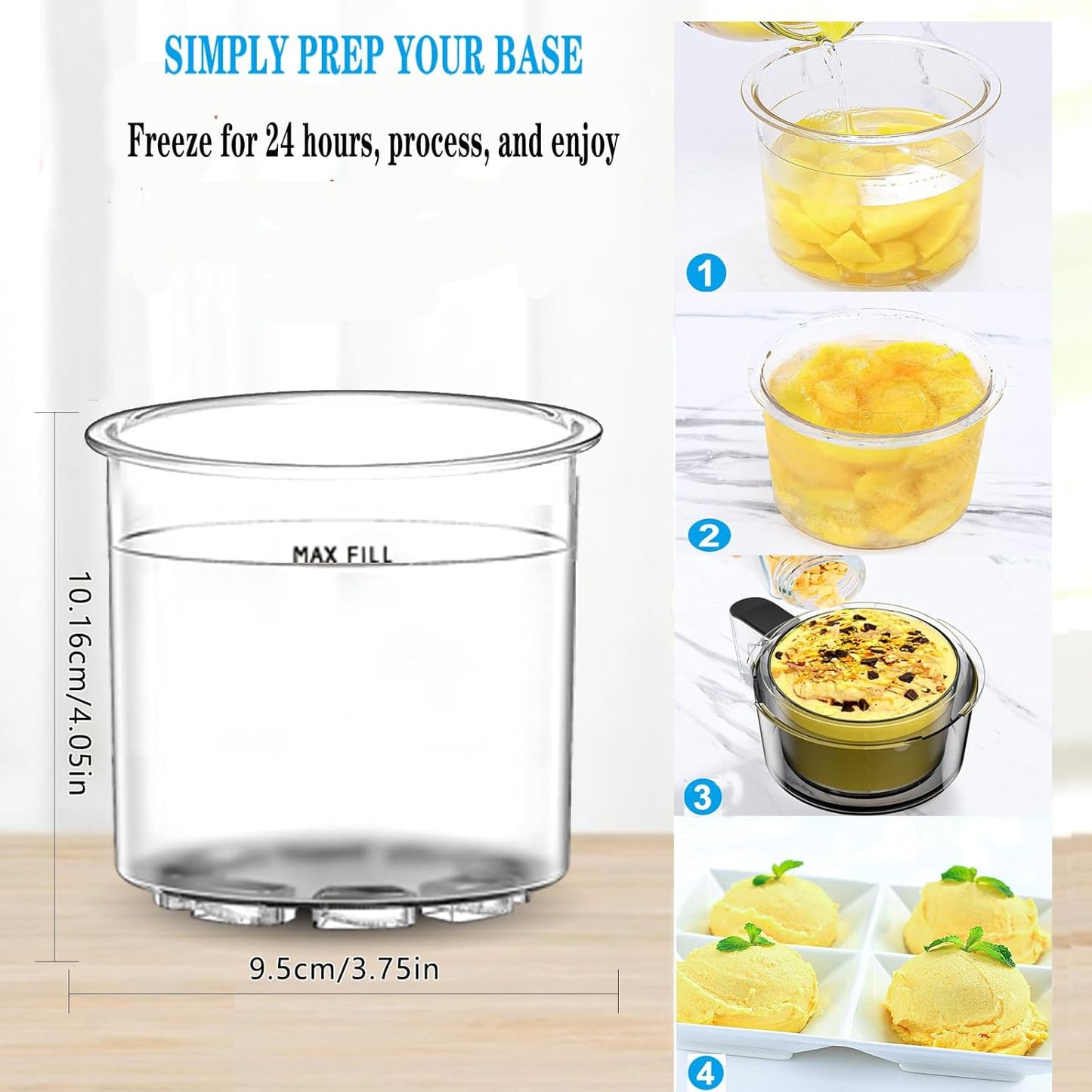 4-teiliges Creami Behälter-Set NC301 für Ninja Eismaschine, Transparent NC301
