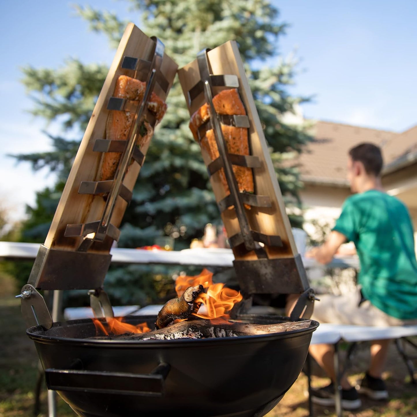 4-teiliges Flammlachsbretter-Set mit Räucherplatten, 4
