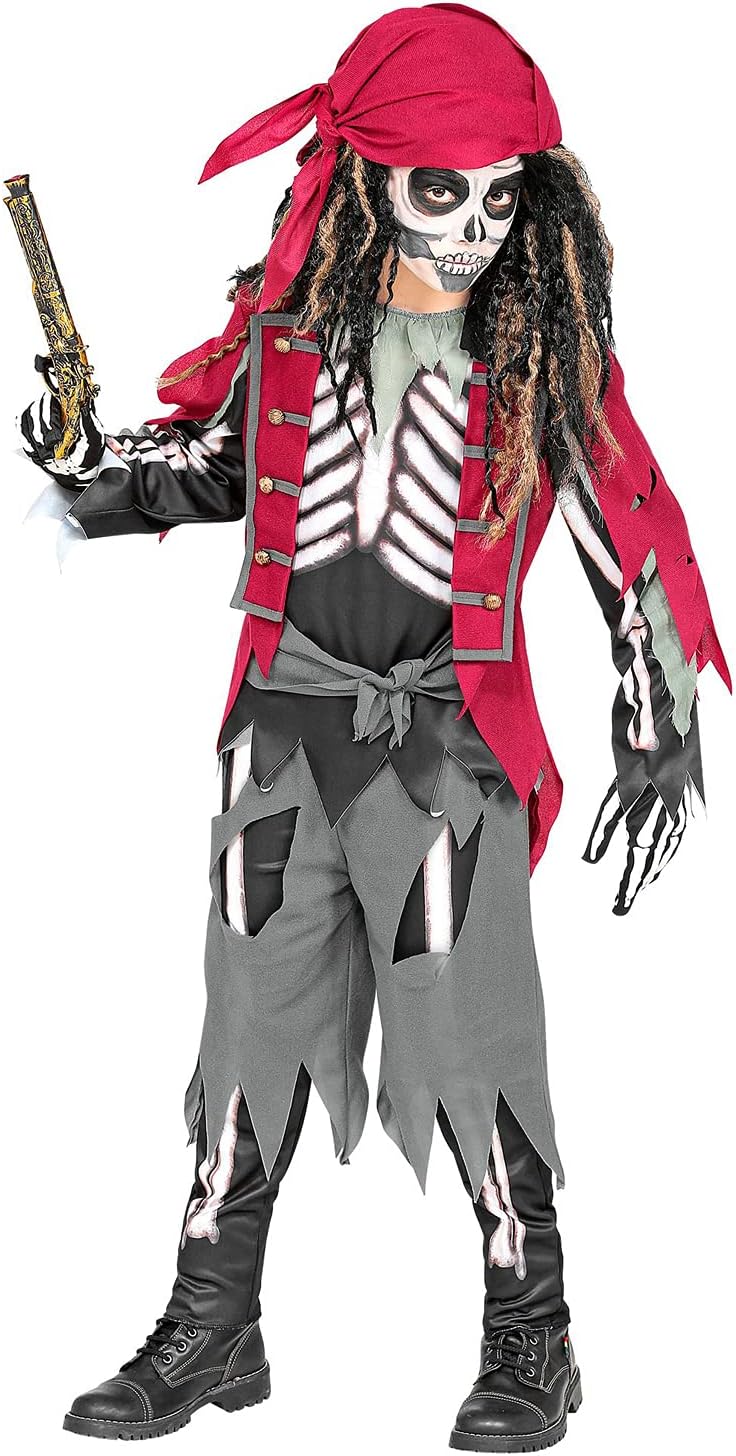 Kinderkostüm Skelett Pirat für Halloween und Fasching, 128
