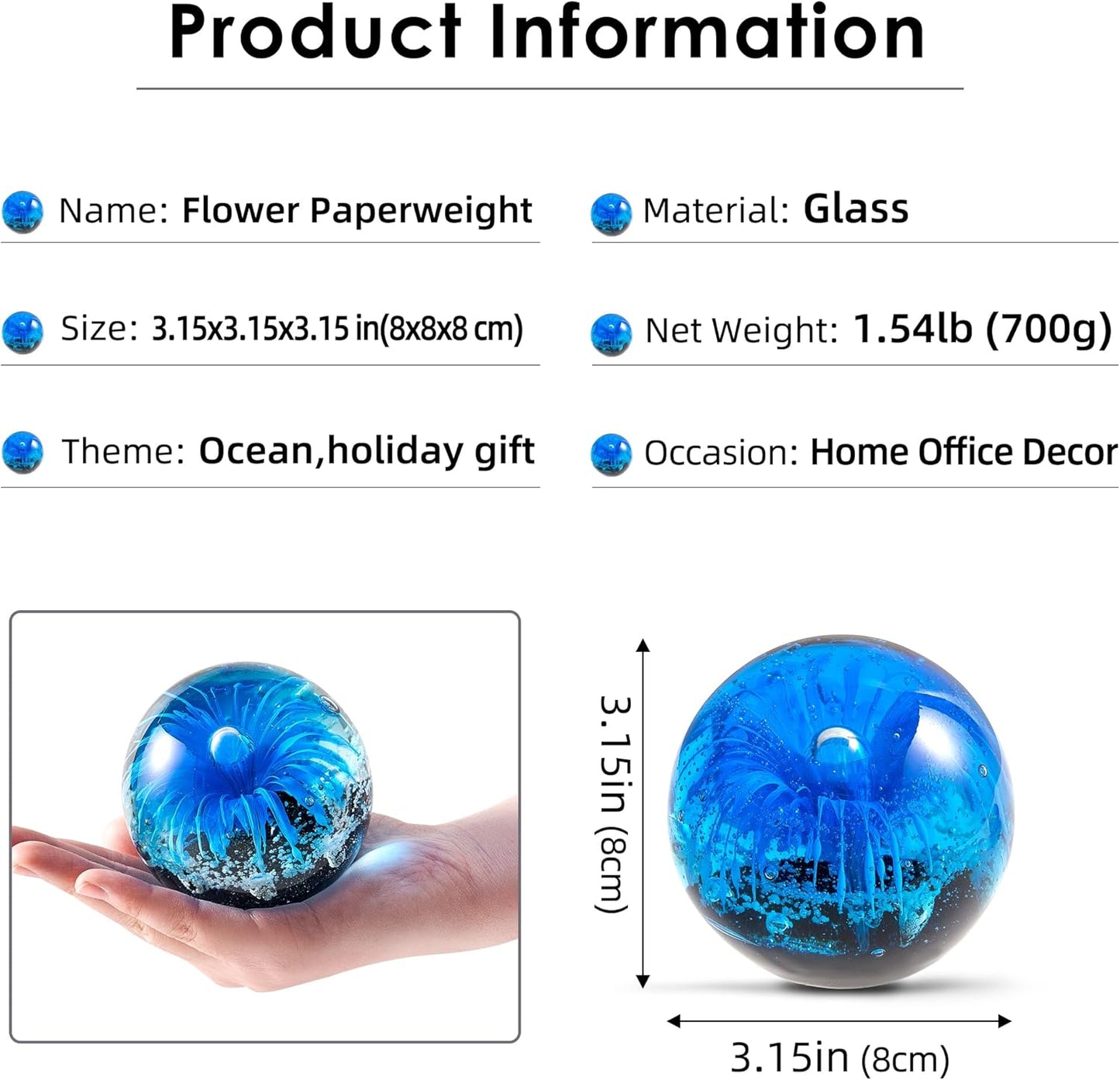 Briefbeschwerer, Glasstatuenball