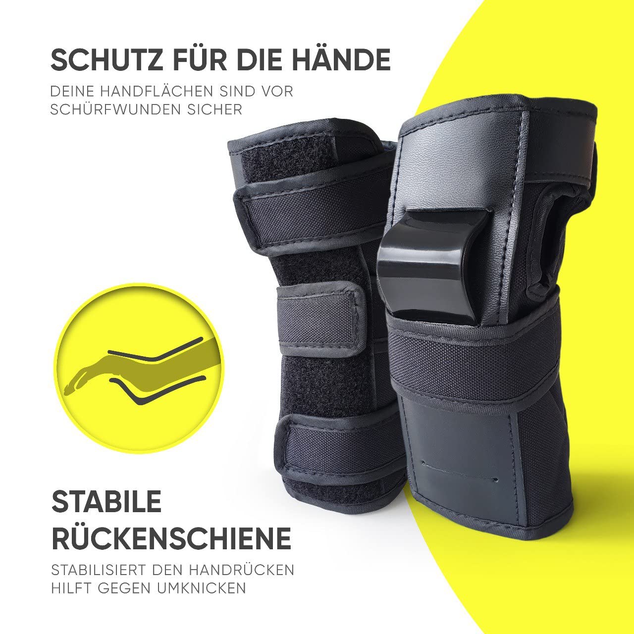 Skate Protektoren Set für Inliner & Skateboards, Schwarz L - Jugendliche / Erwachsene