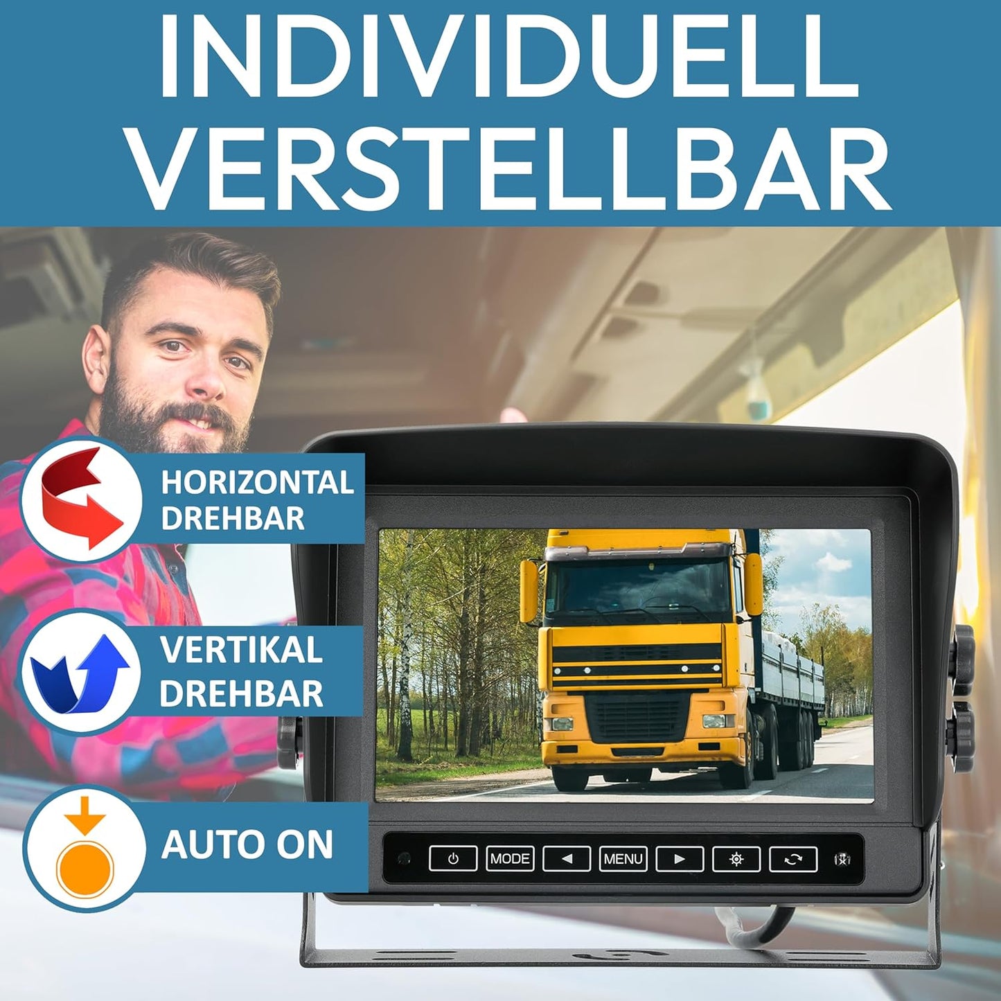 Spritzwassergeschützter Rückfahrmonitor 13172, Select-Serie, mit 2 Videoeingängen