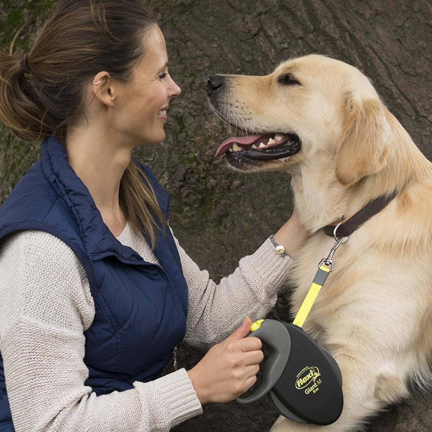 Roll-Leine für grosse Hunde, 10 m (bis 50 kg), schwarz/neongelb L 10 m Vereint