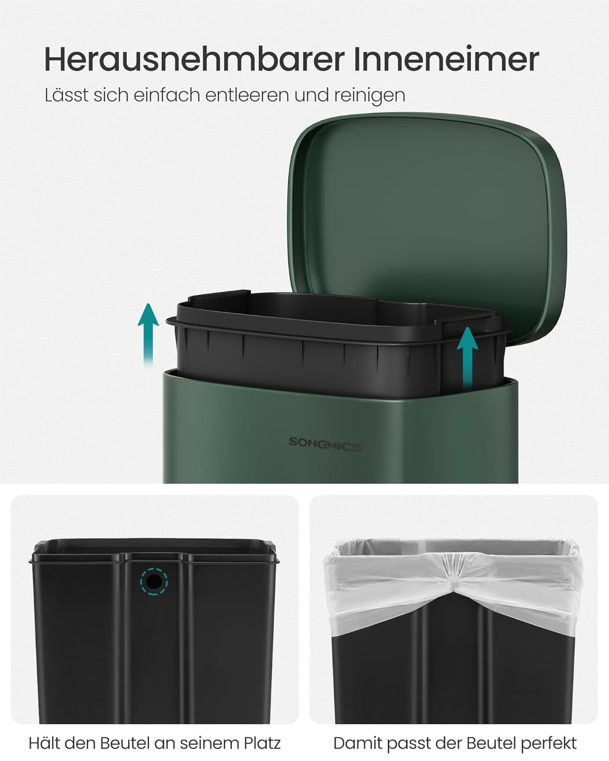 Treteimer mit Softclose-Deckel, Vintagegrün