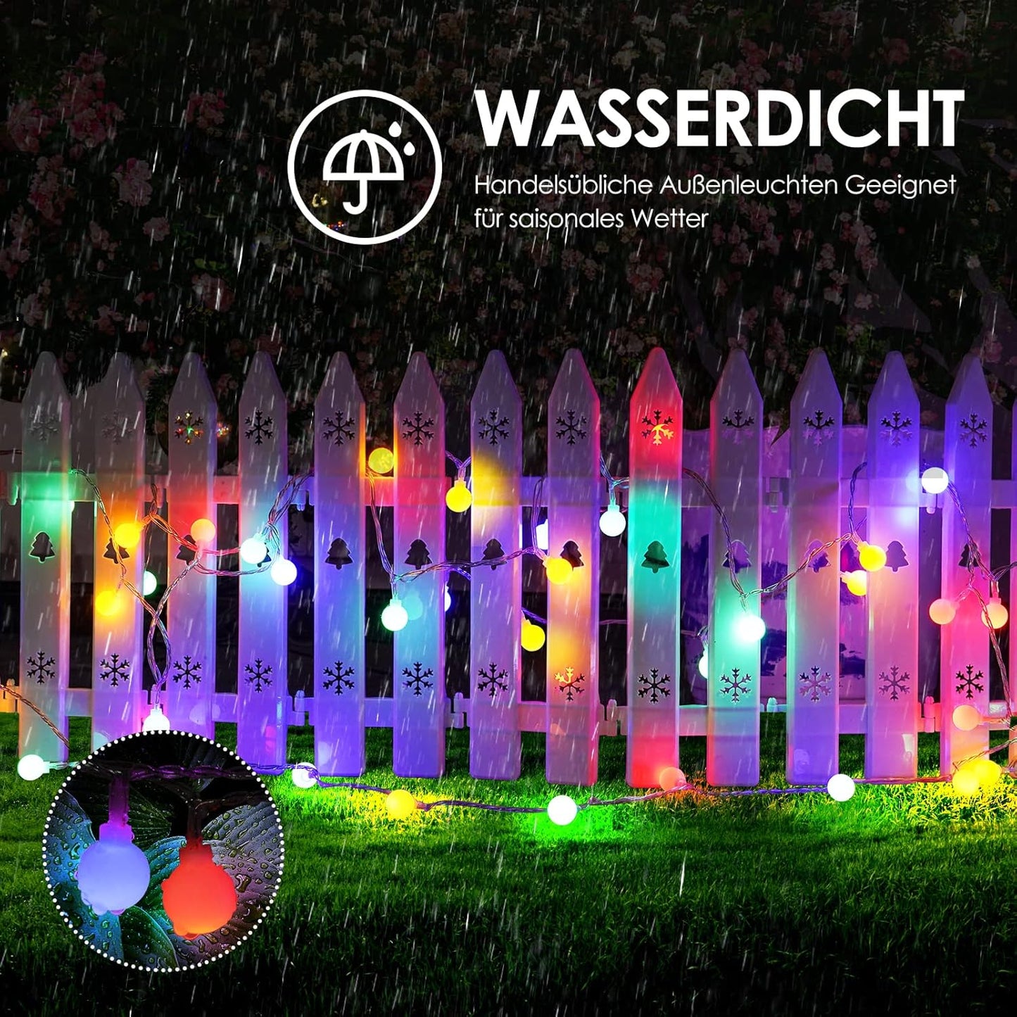 LED-Lichterkette mit Fernbedienung (100 LEDs, 13m), Bunt 13M