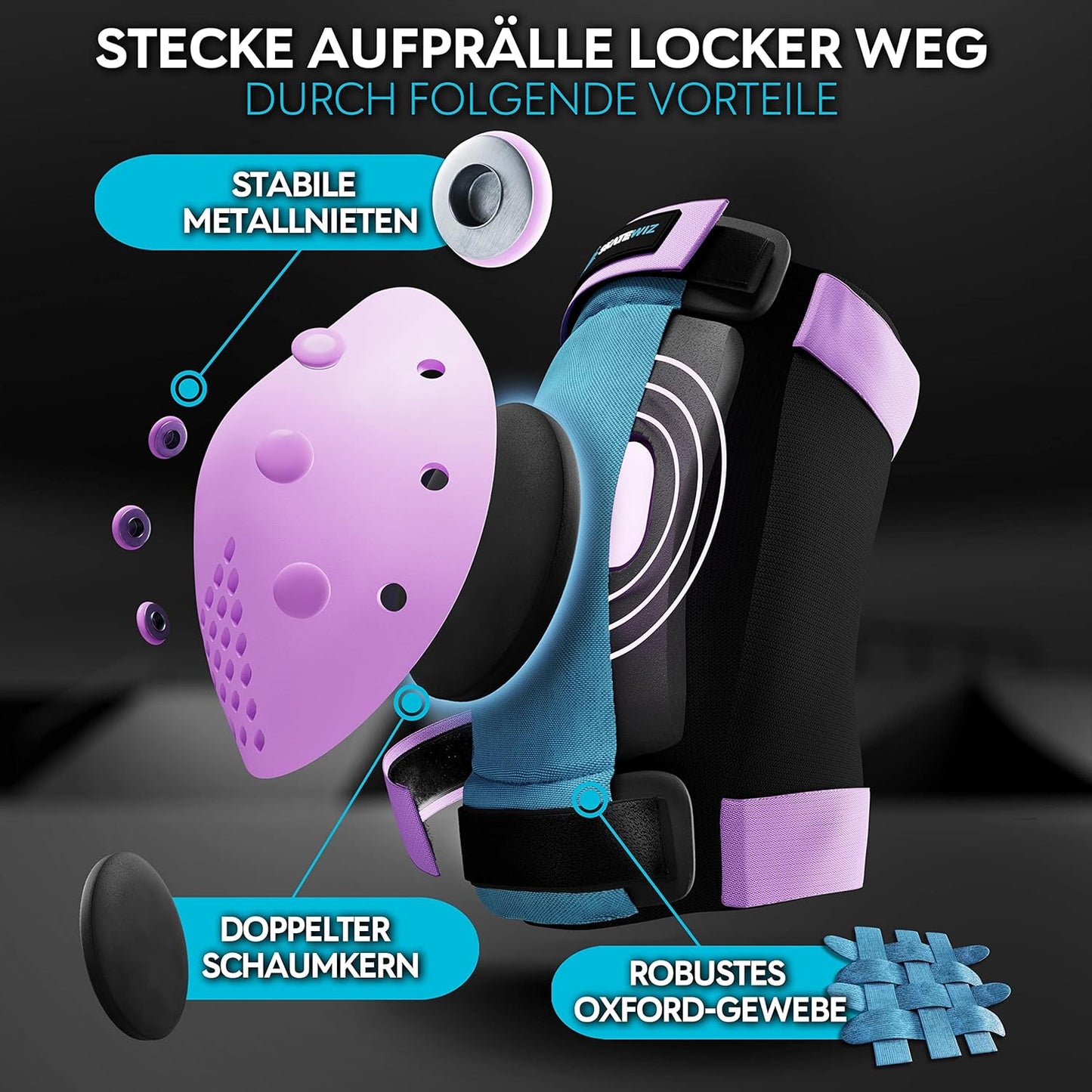 Skate Protektoren, L - Teens/Adults Blau Violett