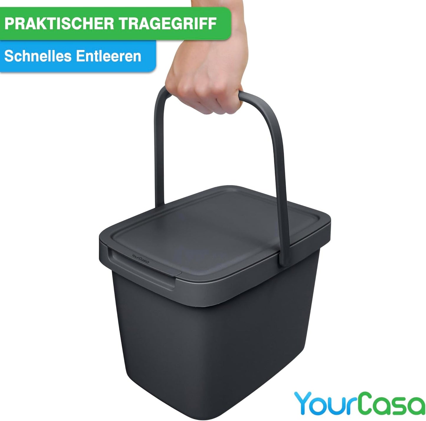Biomülleimer mit Deckel & Wandaufhängung, Anthrazit 1 Stk