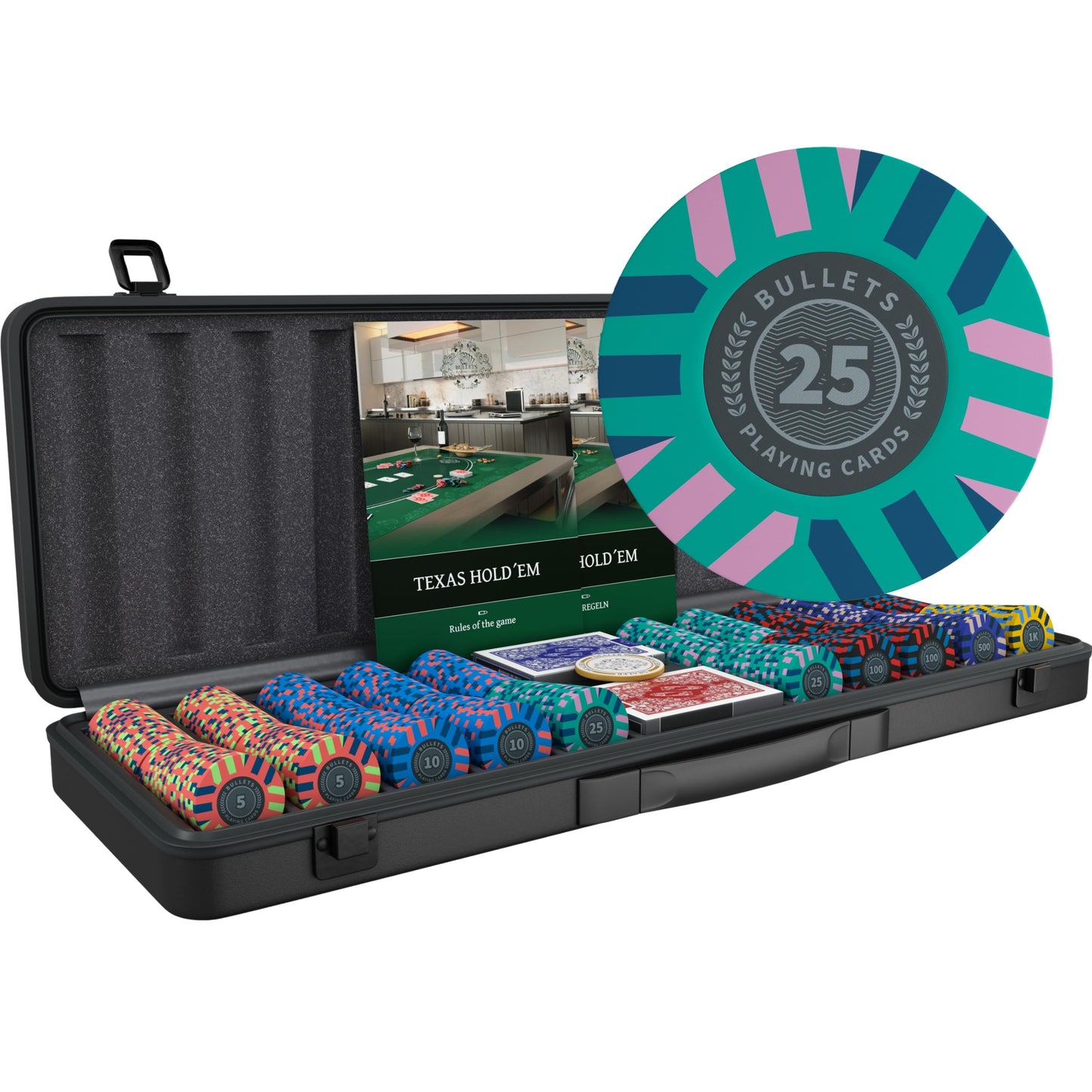 Pokerkoffer Salvatore mit 500 Pokerchips & Zubehör, 500 Pokerchips
