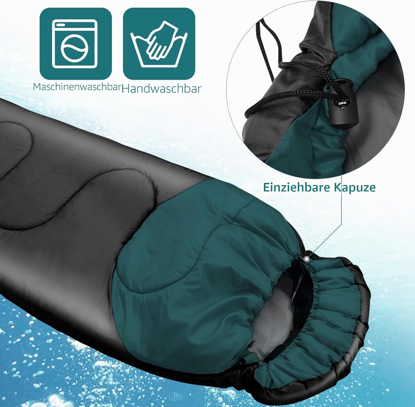 Drei Jahreszeiten Outdoor Schlafsack für Erwachsene, Dunkelgrün L