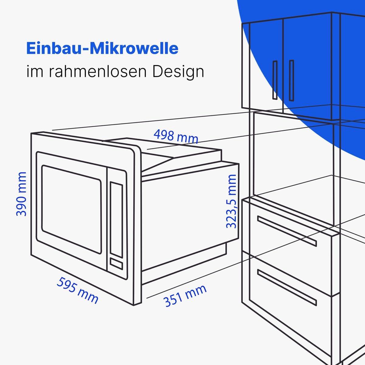 Einbaumikrowelle mit Grill und Heissluft MWG 3001 H EB, Schwarz