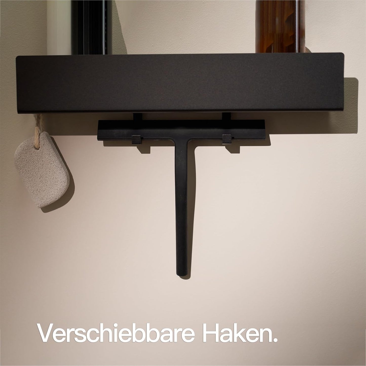Duschablage selbstklebend ohne Bohren (42 cm), 42 cm Matt Schwarz