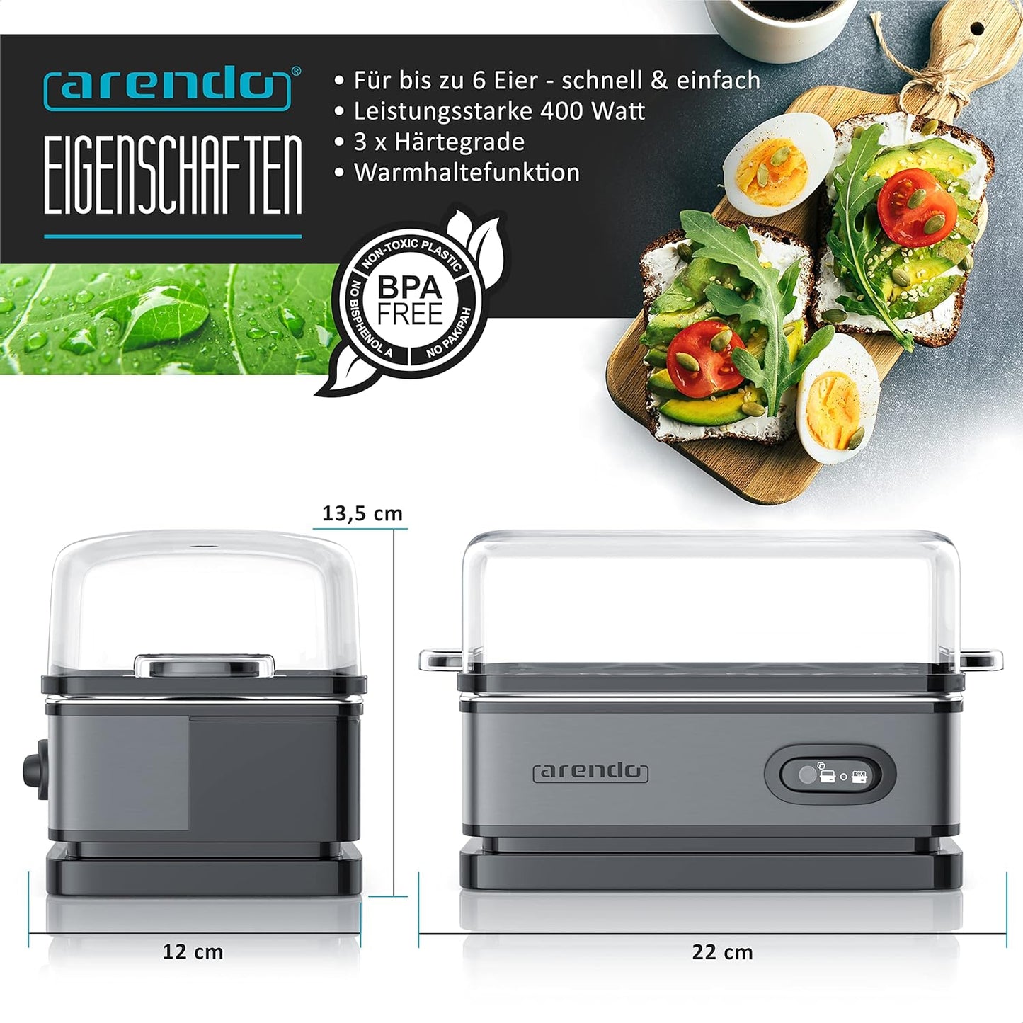 Eierkocher Sixcook mit Warmhaltefunktion, B: Cool Grey