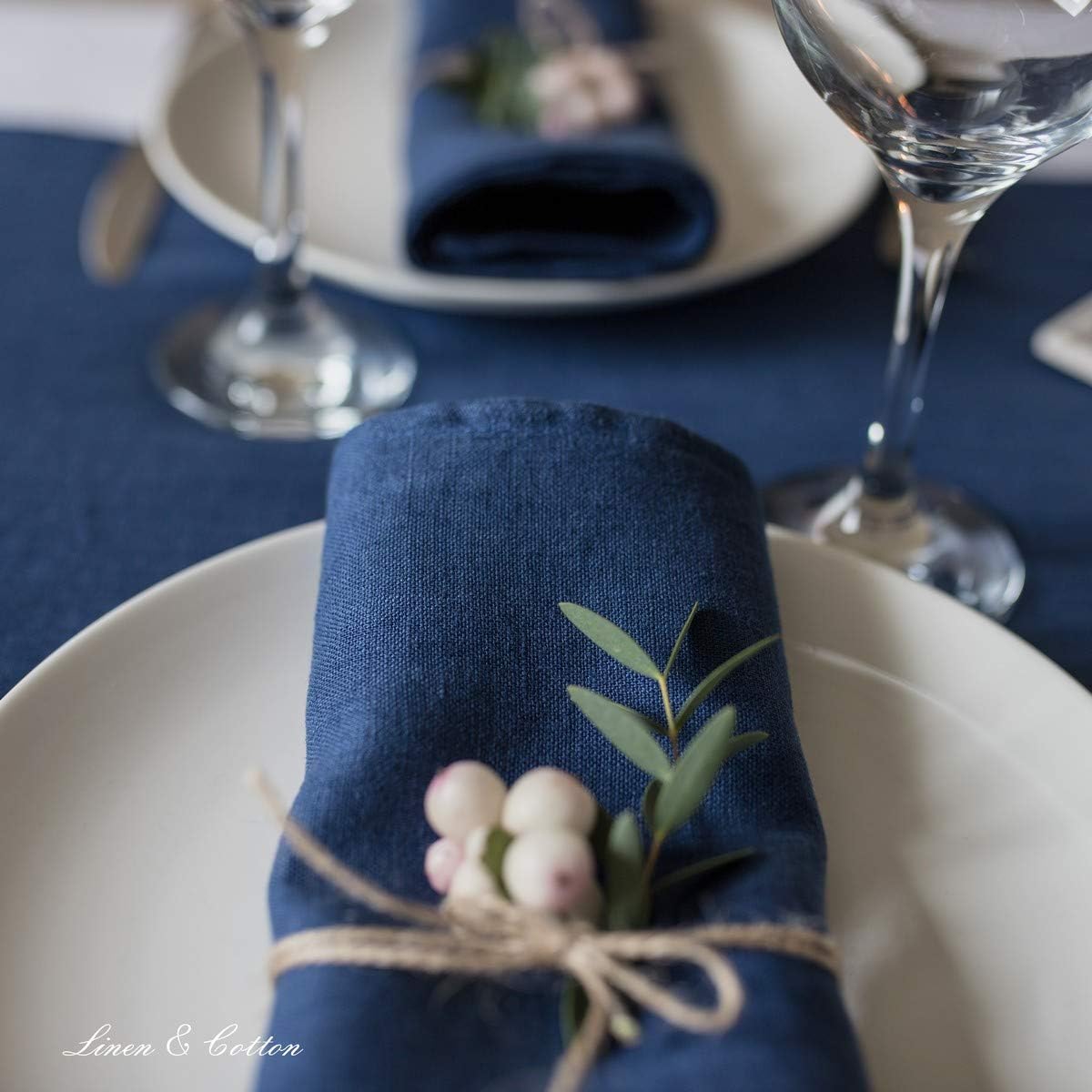 4-teiliges Stoffservietten-Set Hygge, Dunkelblau/ Blau Servietten - 32 x 32cm