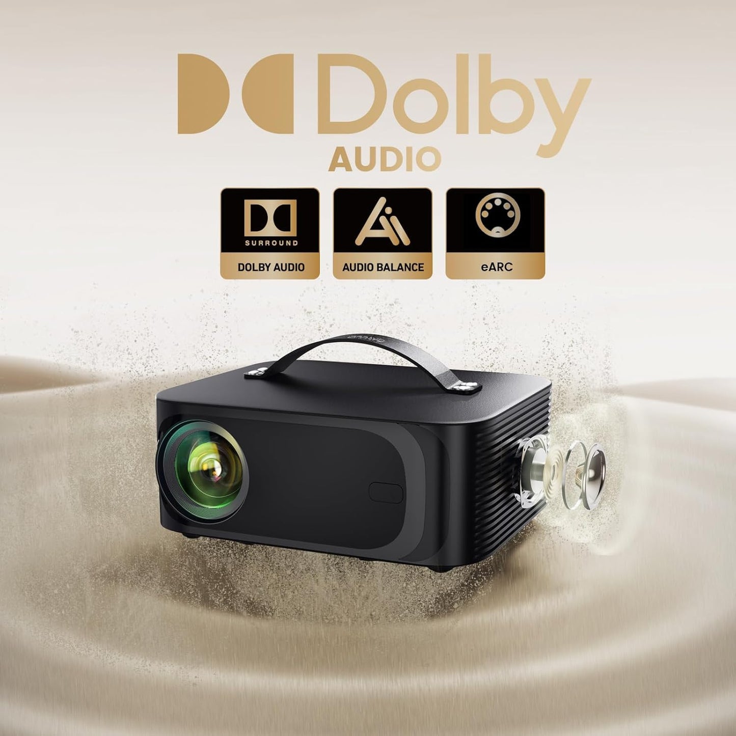 4K Smart Beamer mit Dolby Audio und WiFi 6, Tinten-Schwarz