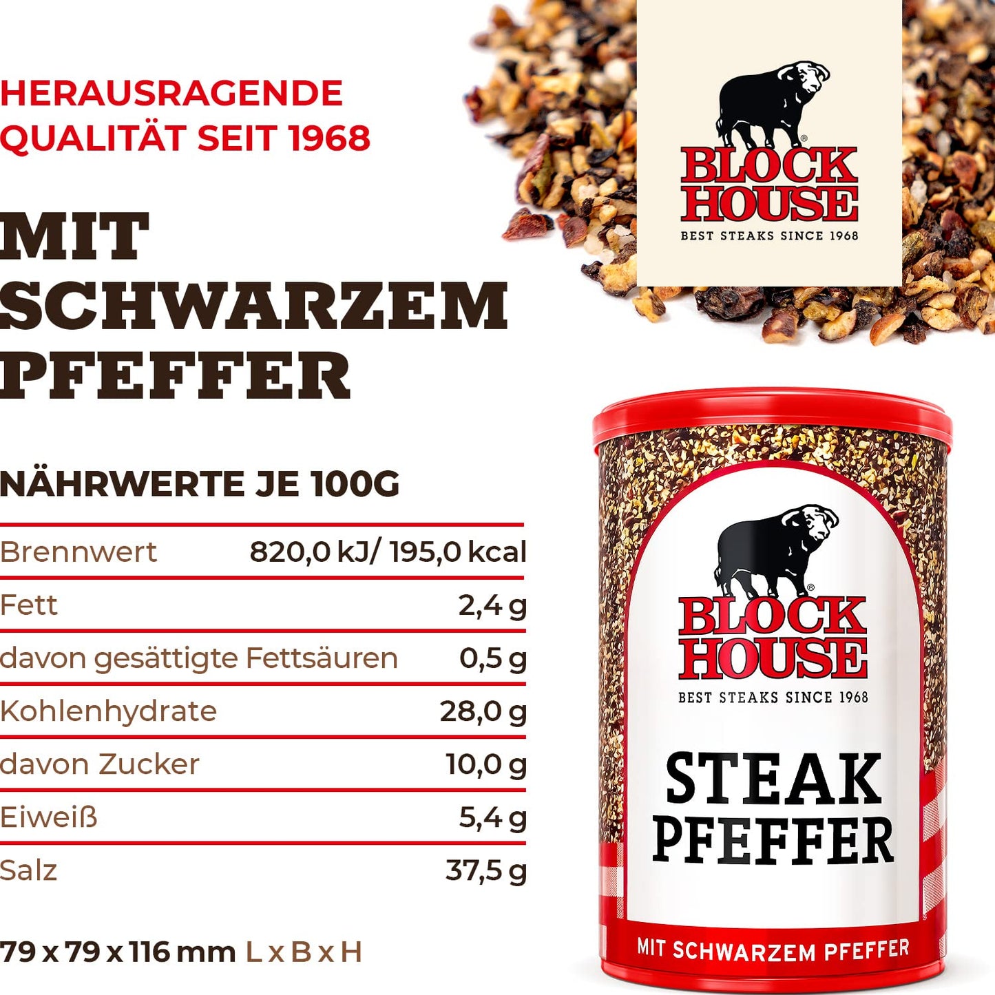 3er Set Steak Pfeffer Gewürzmischung, 200 g (3er Pack)