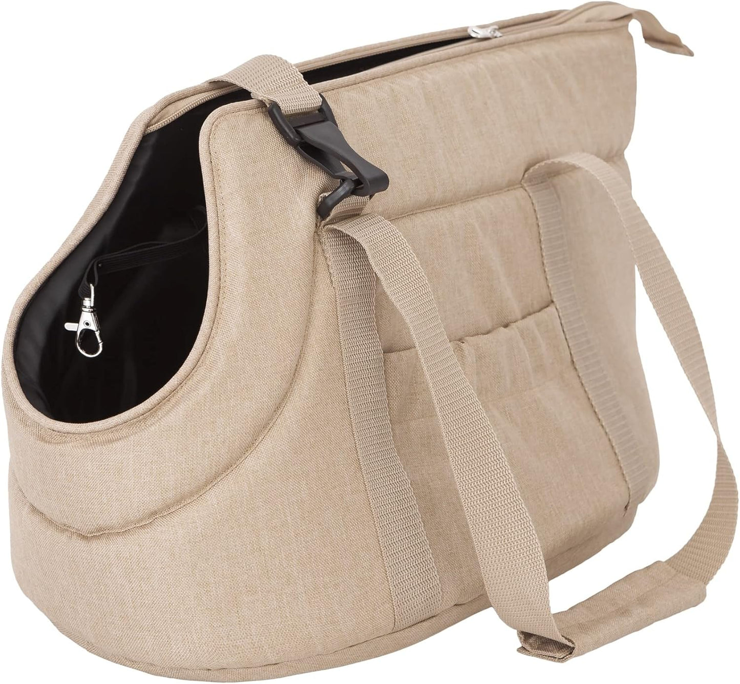 Hundetasche mit verstellbarem Schultergurt, M: 20 x 36 x 22 cm Beige