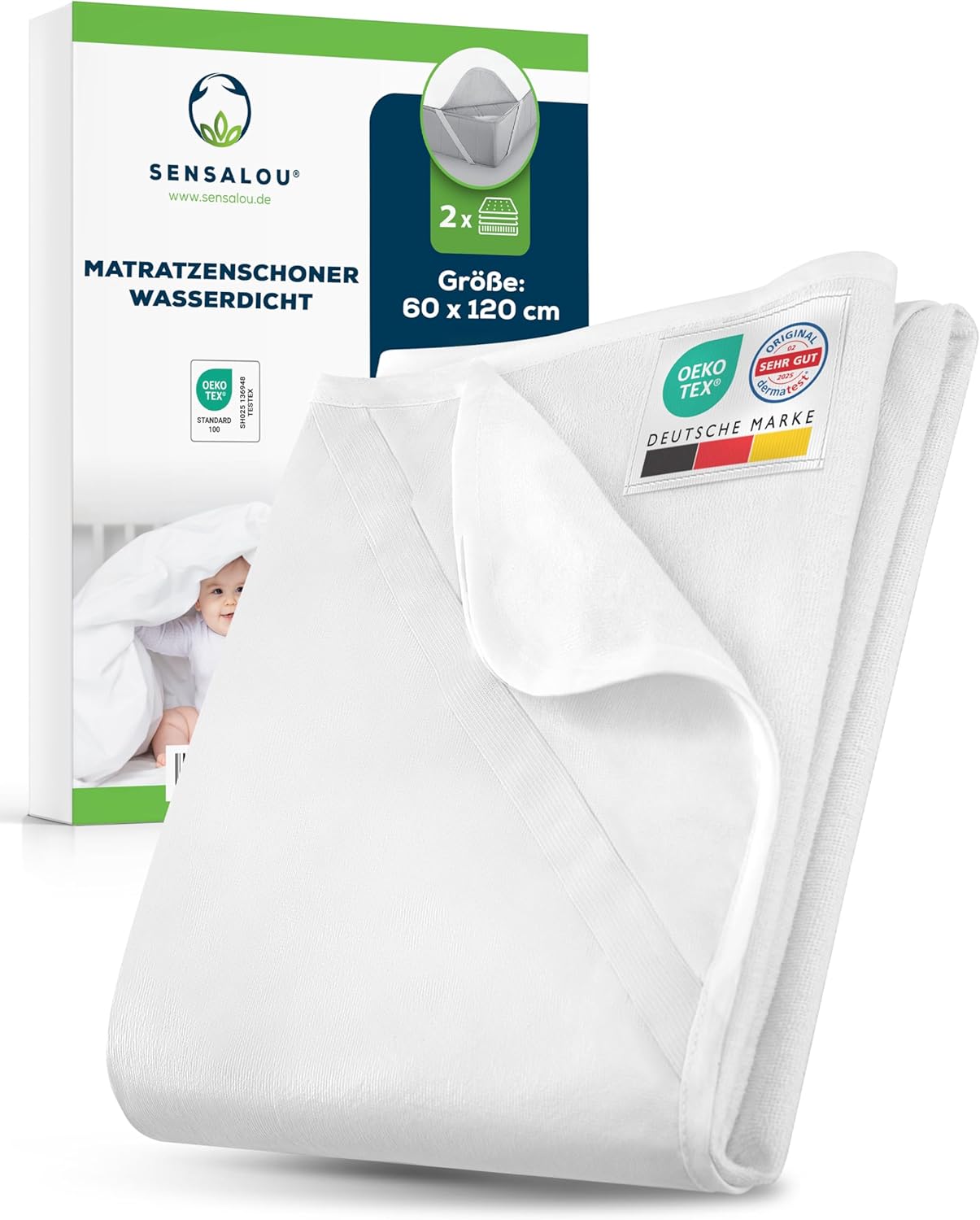 Wasserdichte Matratzenschoner 2er-Set (60 x 120 cm), 2 ; 60 x 120 cm