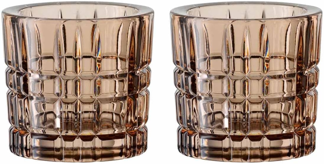 2er-Set Teelichthalter Square Votives, Square Tobacco