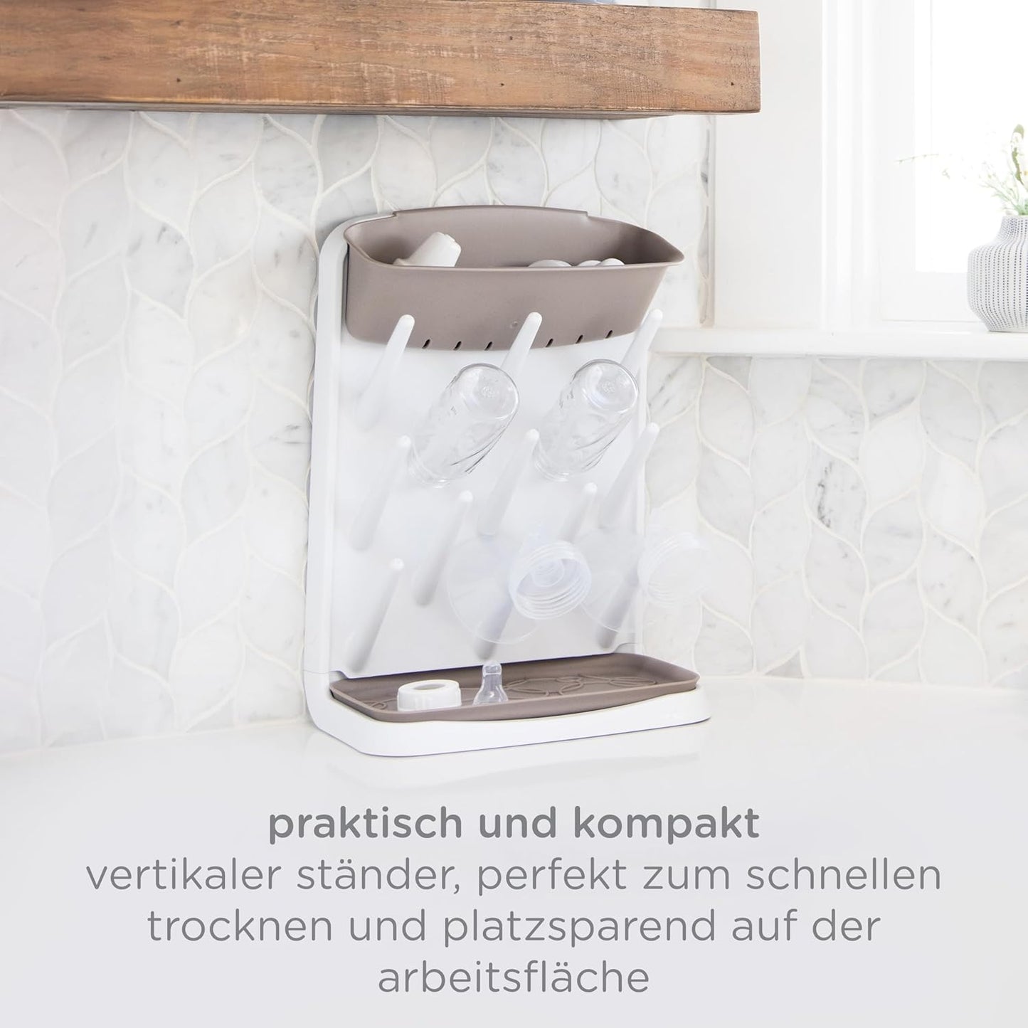 Vertikaler Babyflaschen-Trockenständer, Taupe