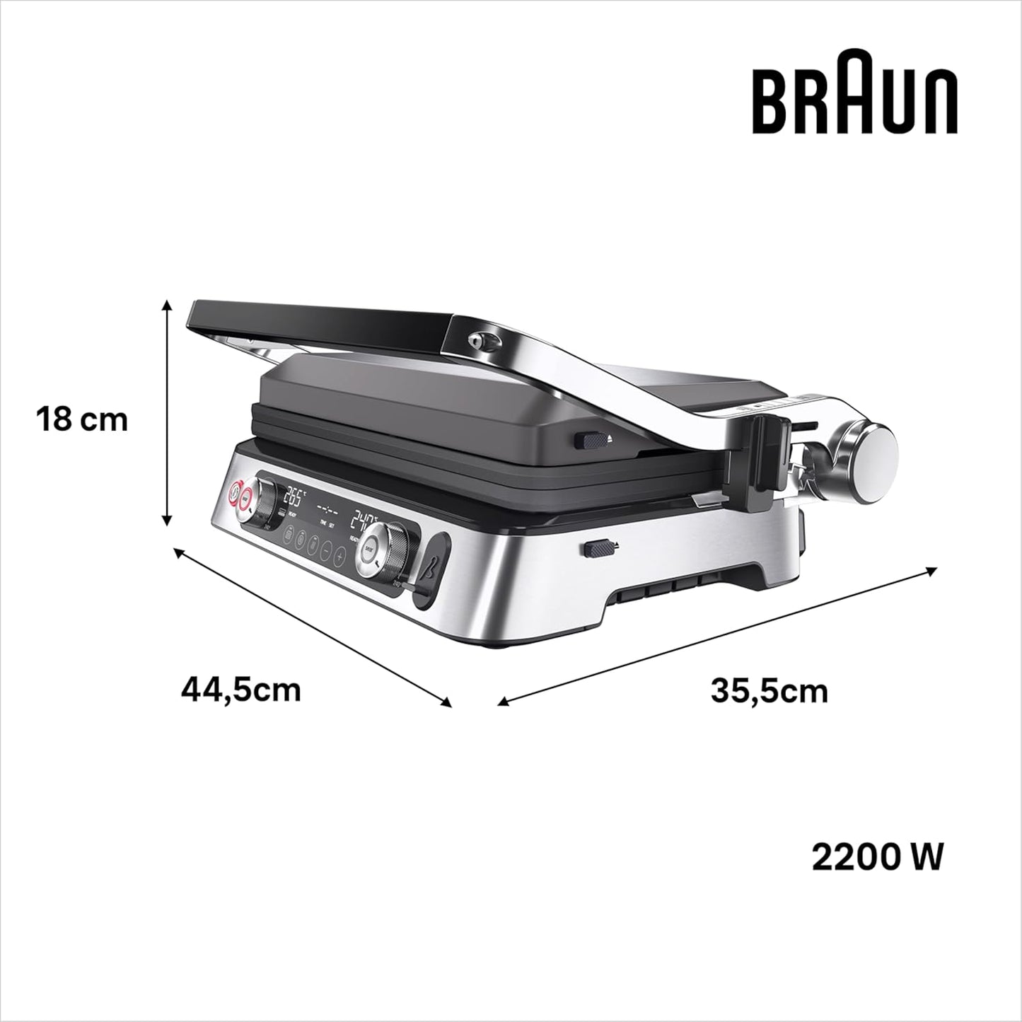 MultiGrill 9 Pro Kontaktgrill, 2 Grill-/2 Plancha-/2 Waffel-Platten, digitale Temperatureinstellung