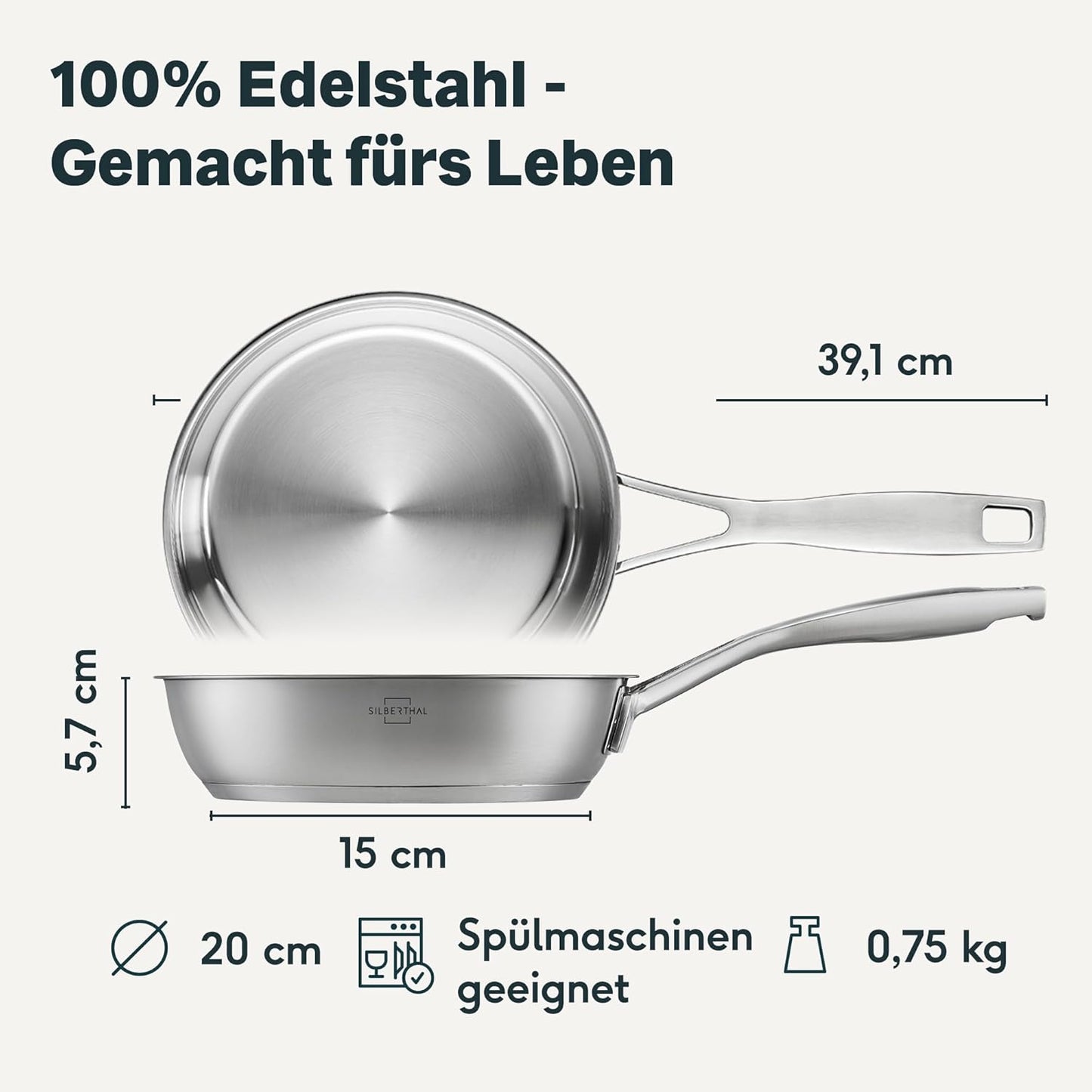 Profi Bratpfanne unbeschichtet, Unbeschichtet 20 cm