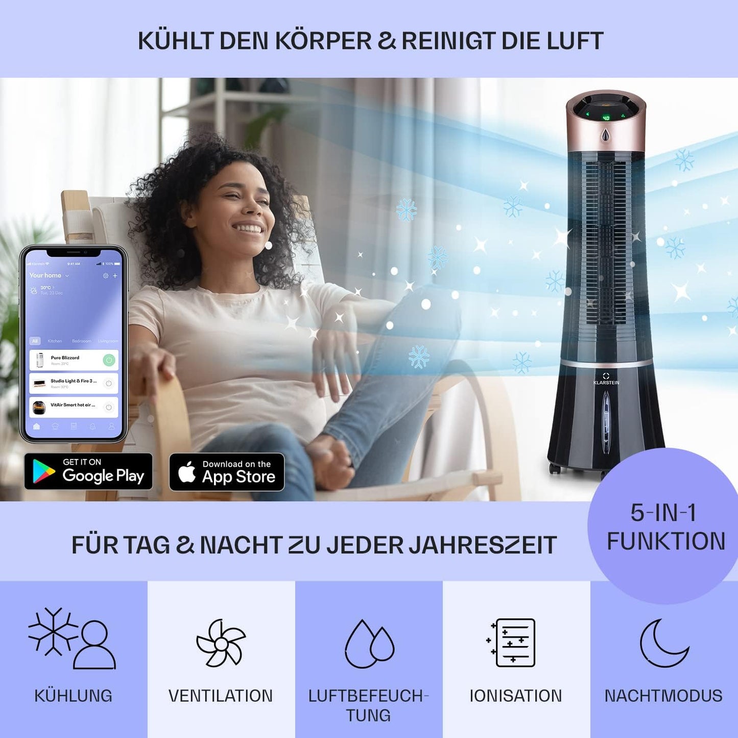 4-in-1 Klimaanlage - Skyscraper Ice Smart, Schwarz-rosegold Skyscraper Ice Smart