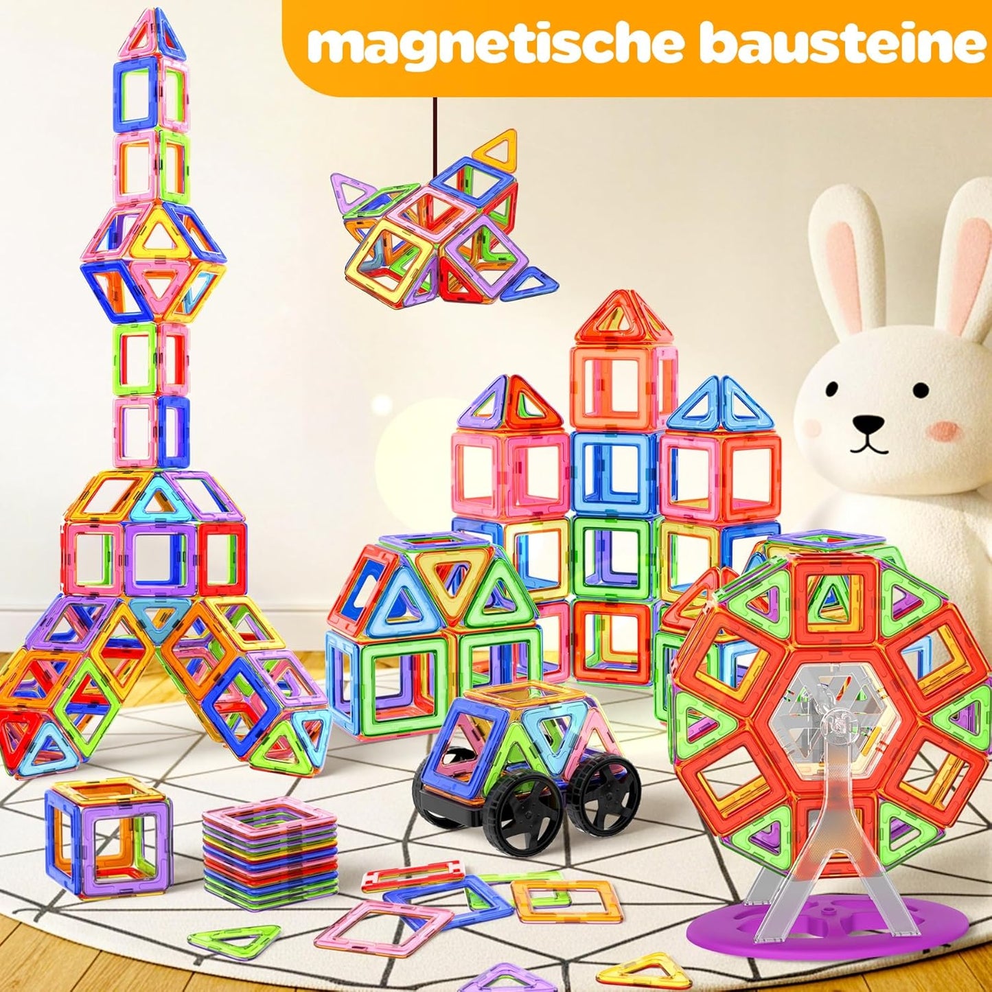 Magnetische Bausteine-Set mit 136 Teilen, Mehreren Farben-136pcs