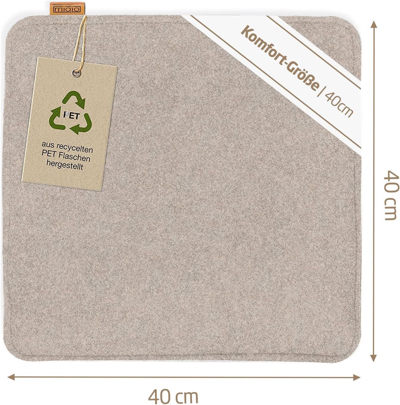 Sitzkissen aus Filz mit Antirutschnoppen (2er-Set), 40x40 cm, 2er-Set Beige