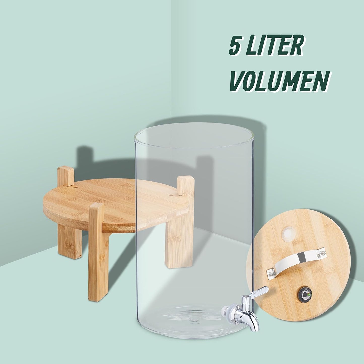 Getränkespender mit Ständer & Thermometer, 8 Liter