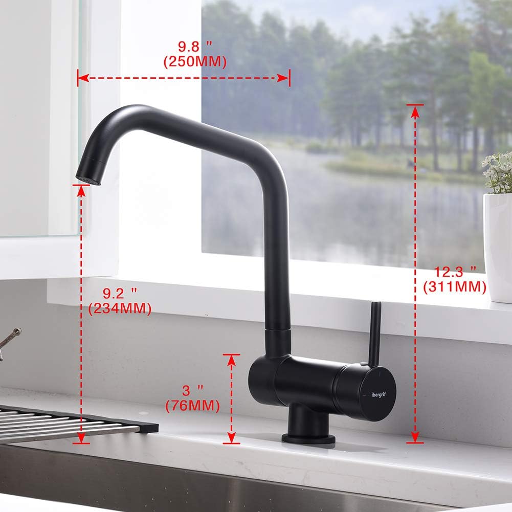 M22106B Vorfenster Küchenarmatur, Schwarz