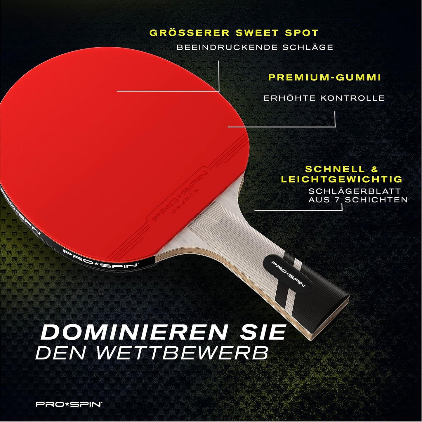 Tischtennisschläger-Set für 4 Spieler, Rot (Set für 4 Spieler)