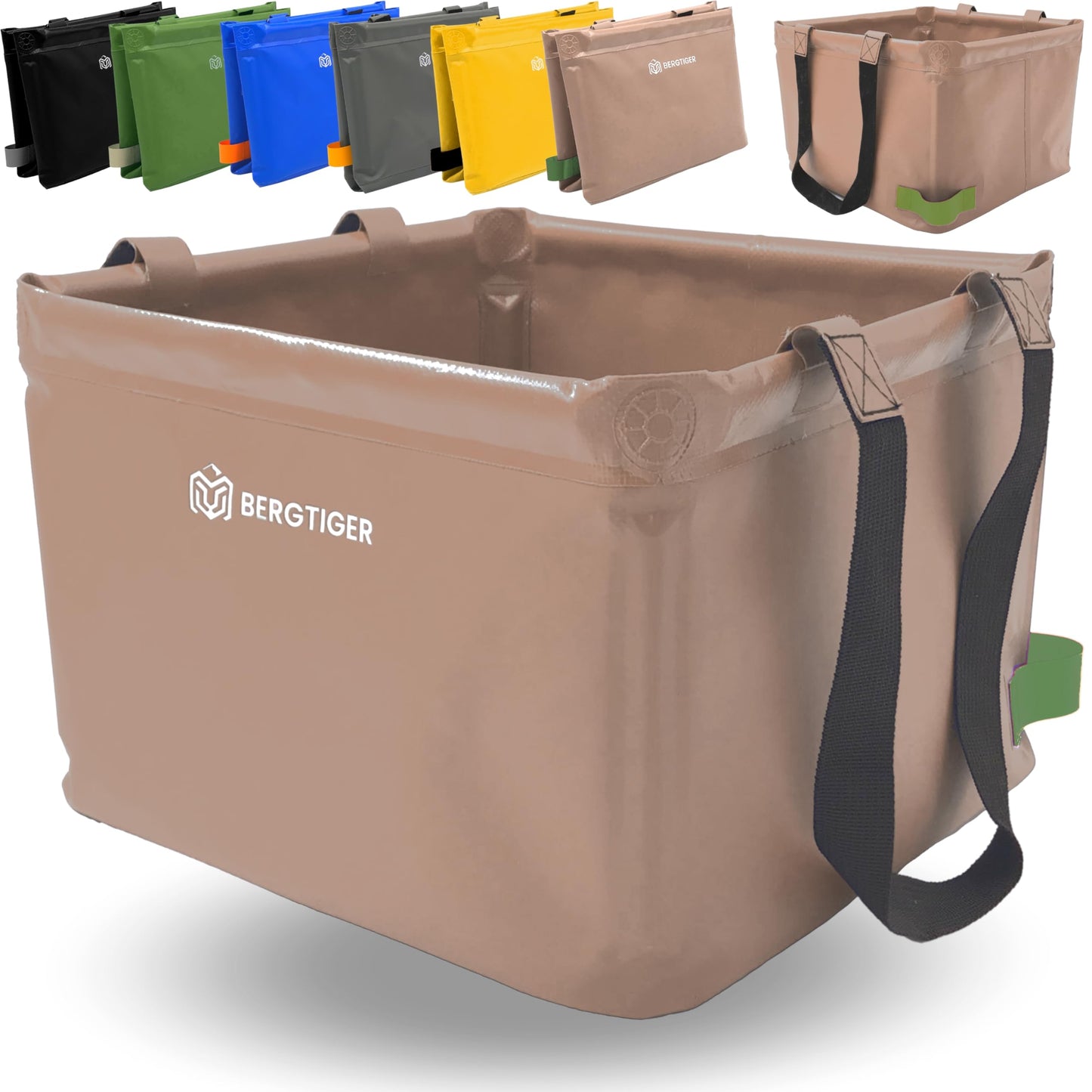 Faltbare Camping-Spülschüssel mit Griff, Khaki / Olive - 21 Liter