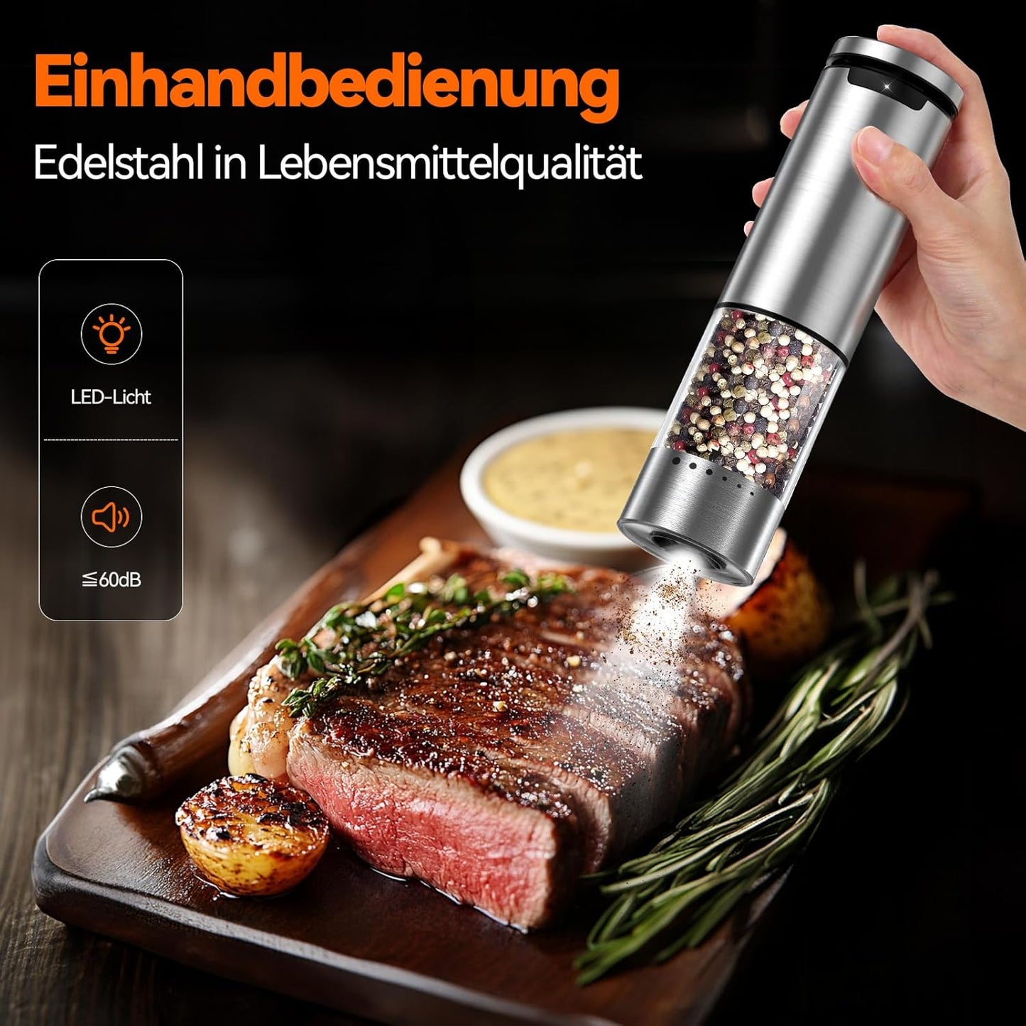 2er-Set Salz- und Pfeffermühle, Silber