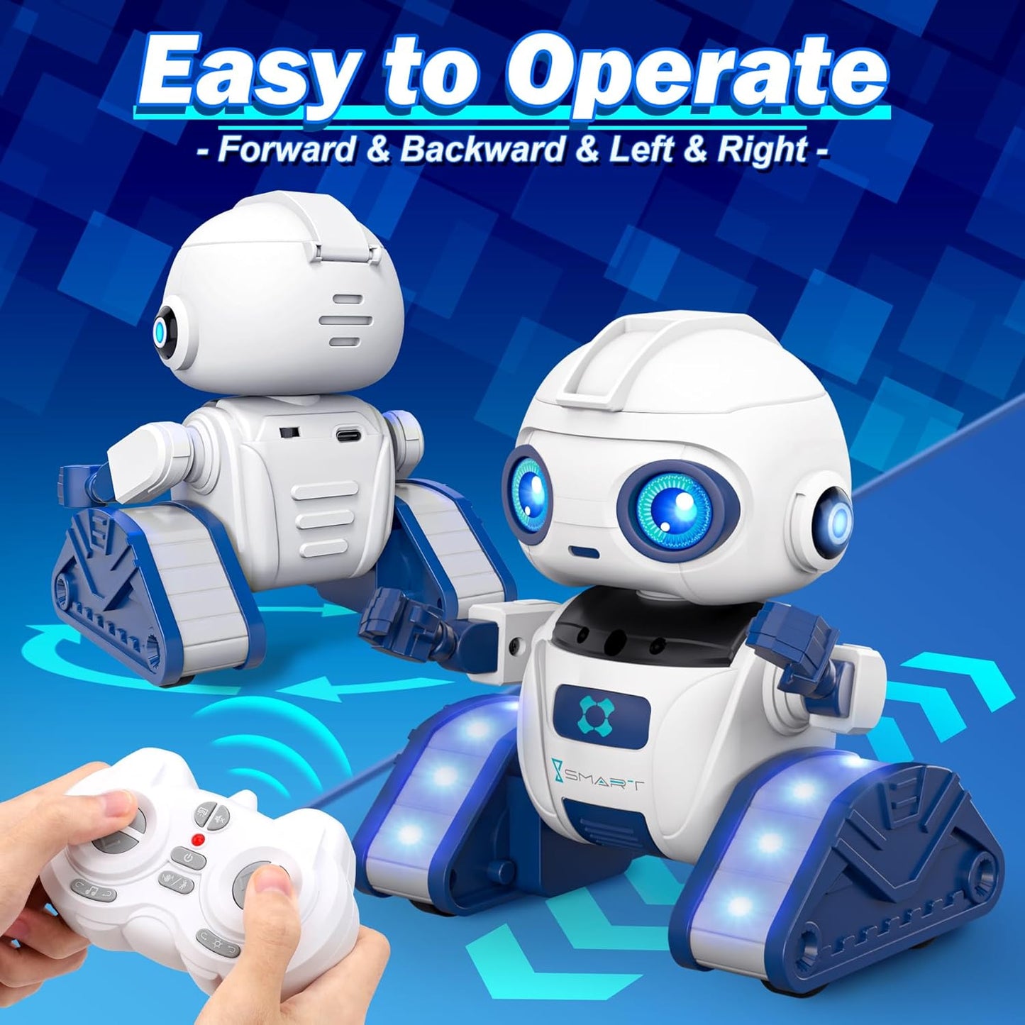 RC-Roboter mit LED-Augen und Musik, Reinweiss