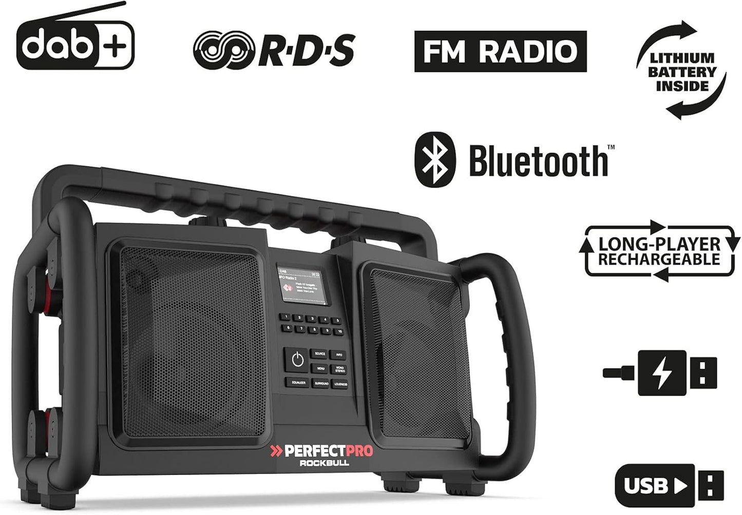Baustellenradio Rockbull mit DAB+ und Bluetooth