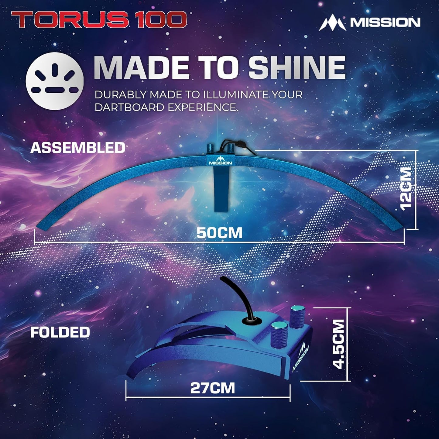 Torus 100 Dartscheibenbeleuchtung, Metallic-Blau