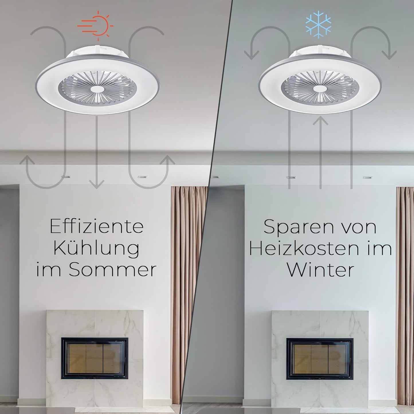 Deckenventilator Vega mit LED-Beleuchtung & Lautsprecher, Grau