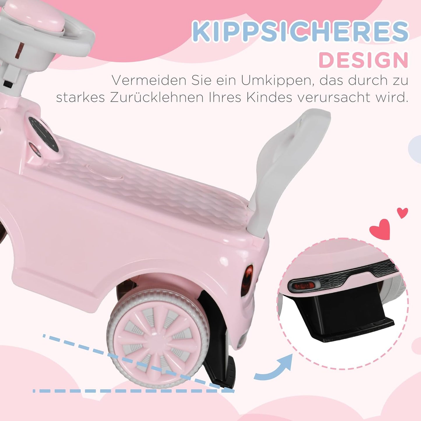 Rutschauto Kunststoff Rosa, Rosa