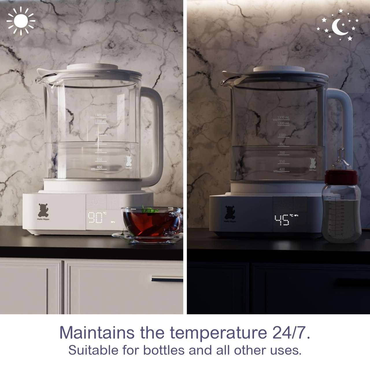 Elektrischer Wasserkocher mit Temperaturregelung, Sterilisator