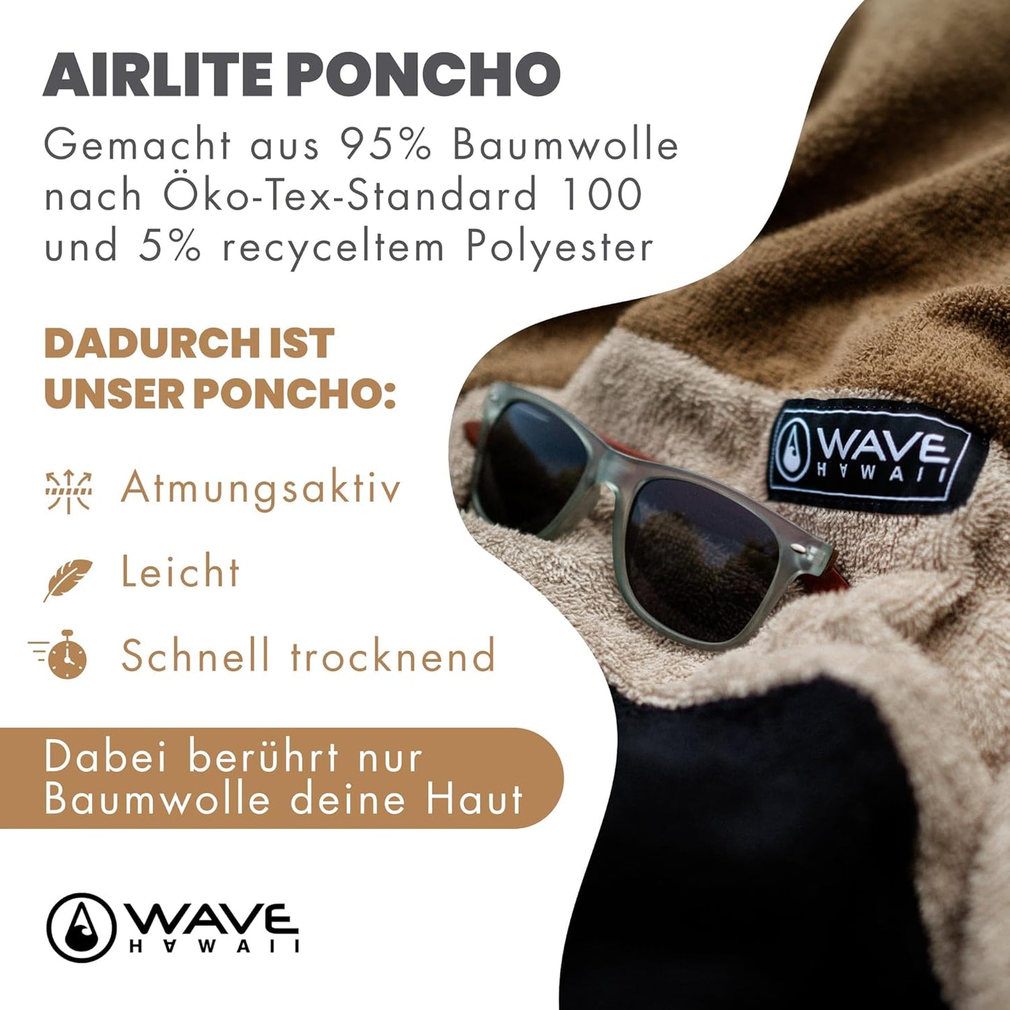 Surfponcho aus Baumwolle, braun