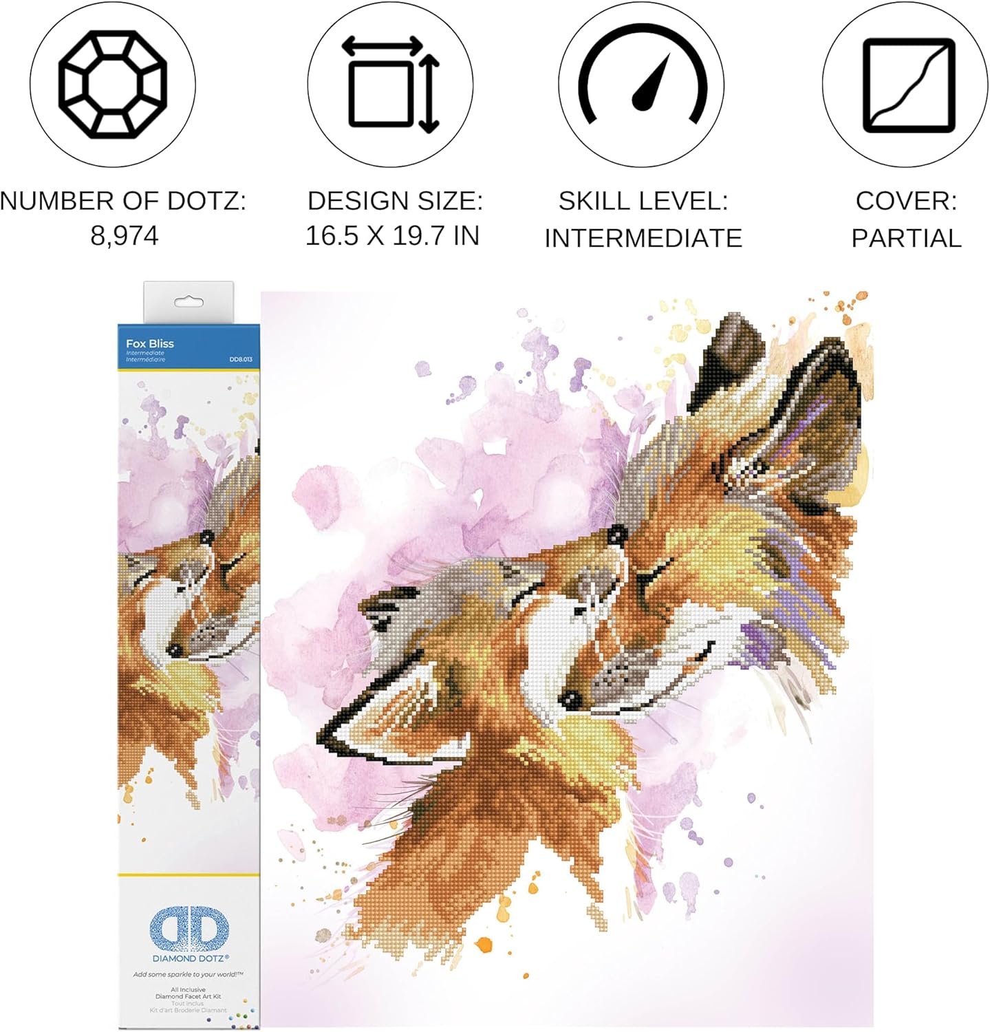 5D Diamond Painting Set Fuchs, Fuchs Glückseligkeit