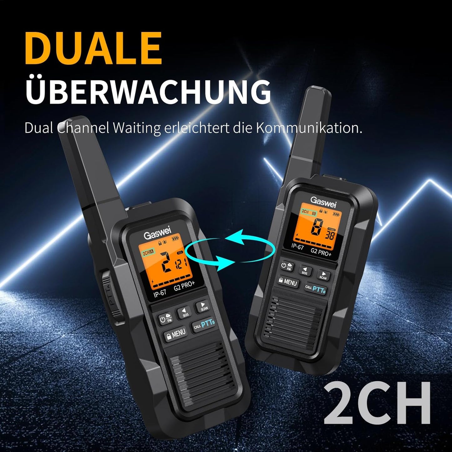 Professionelle Walkie-Talkies, 2 Pack-Black