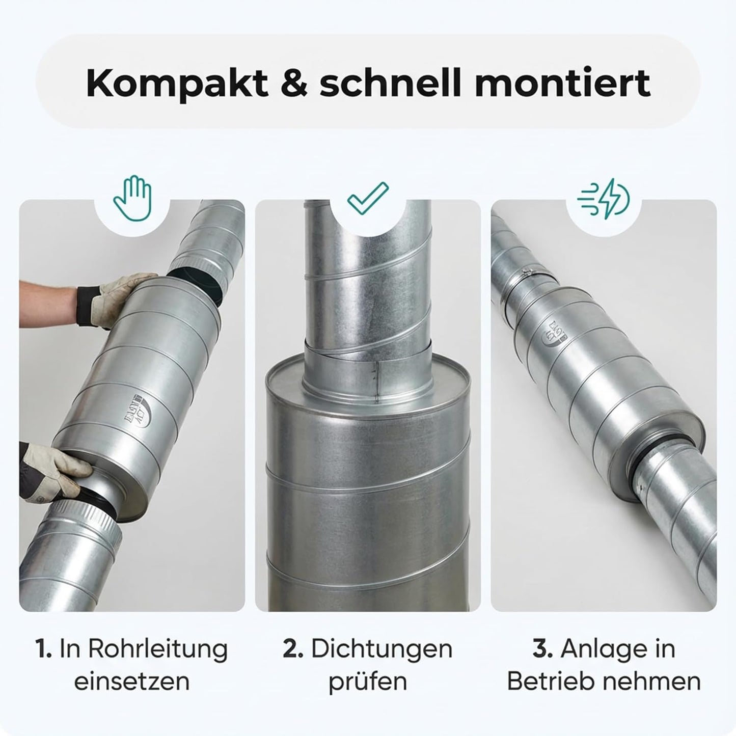 Rohrschalldämpfer 150 mm für Lüftungssysteme, 150 mm / 60 cm